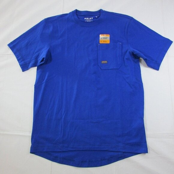 Ariat Men's Rebar Workman American Flag Logo Graphic Short Sleeve T-Shirt Royal - Picture 2 of 3